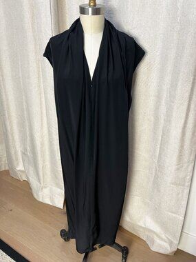 JARBO Silk Tunic Caftan Dress Sz 36 4/6 US Small Black Quiet Luxury